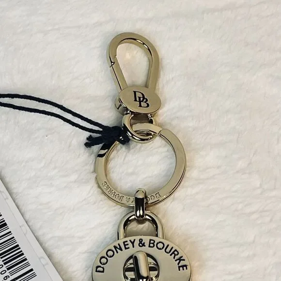 Dooney & Bourke NWT Turnlock Valet Gold Bag Charm Keychain MAR45 W/ Gift Box